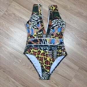Averie Swimsuit Medium Harlow Wilde Animal Print One Piece Plunge Recycled